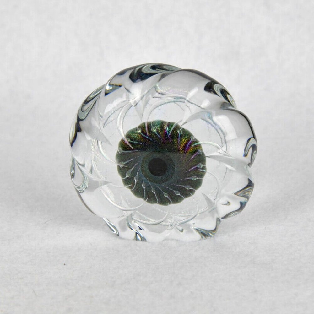 Art Glass Iridescent Faceted Dichroic Paperweight 1991 Brian Maytum Studio